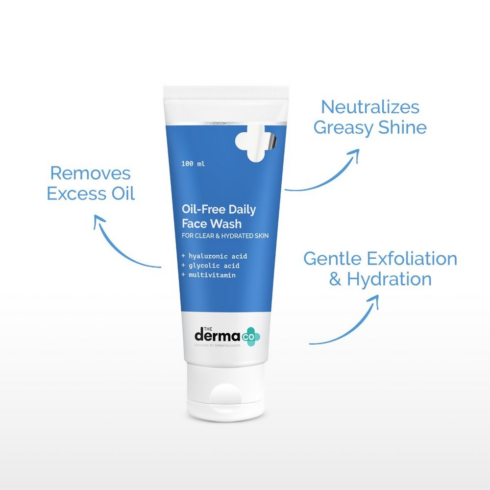 The Derma Co Oil-Free Daily Face Wash With Hyaluronic Acid, Glycolic Acid & Multivitamins For Clear & Hydrated Skin - Swadesiicart
