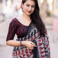 Grey Linen Blend Ethnic Motifs Saree with Unstitched Blouse - Hiral Fashion | Swadesiicart