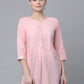 Ahalyaa Women Baby Pink Beautiful Pure Cotton Printed Tunic | Swadesiicart
