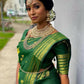 DEIANA'S Beautiful Designer Golden zari Soft Lichi Silk Saree - Green - Swadesiicart