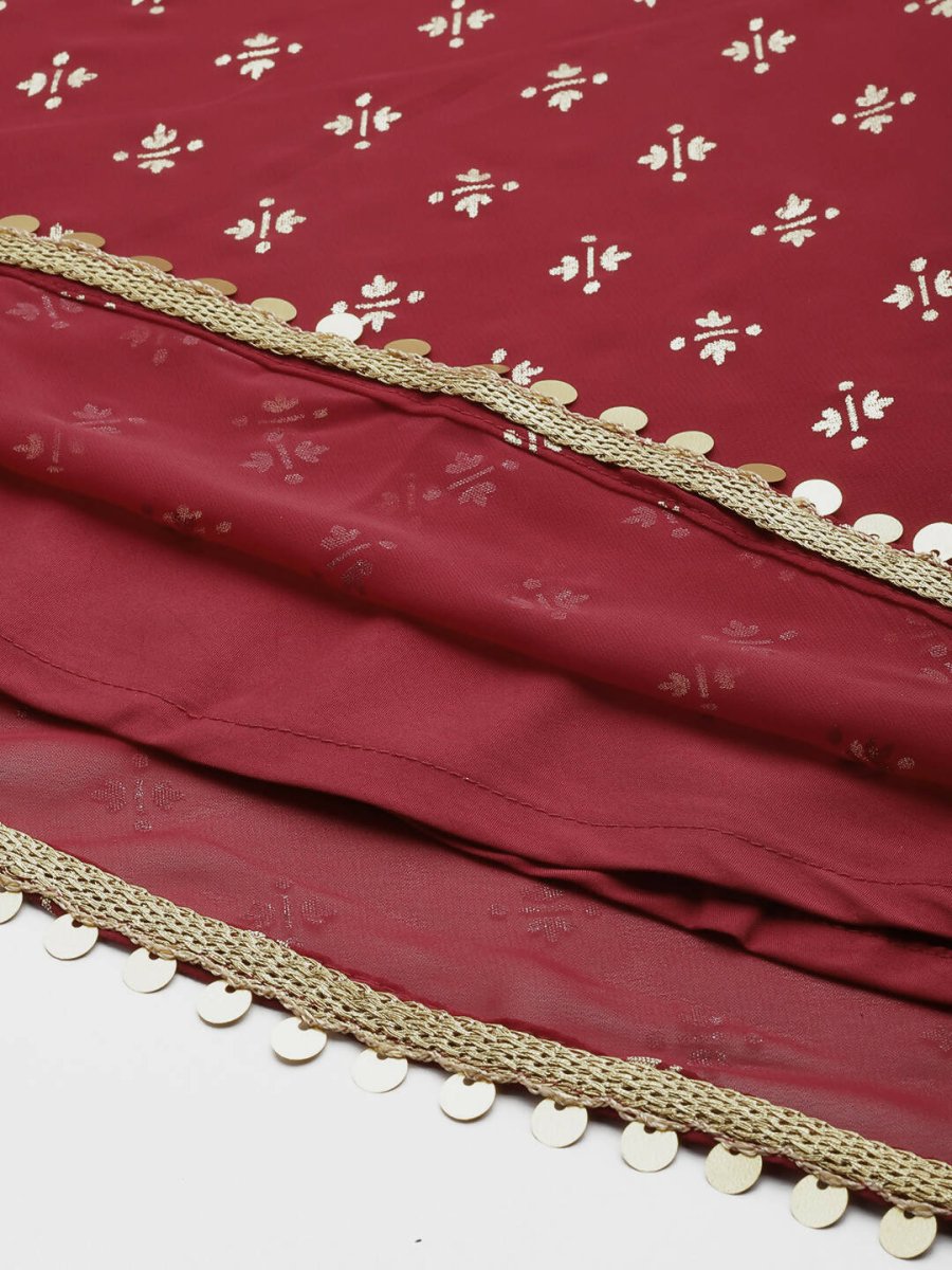 Ahalyaa Women Printed Tunic with Palazzos - Maroon Color | Swadesiicart