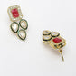NVR Women's Set of 2 Red & Gold Kundan Studded Jewellery Set Choker & Long Necklace With Earrings - Swadesiicart