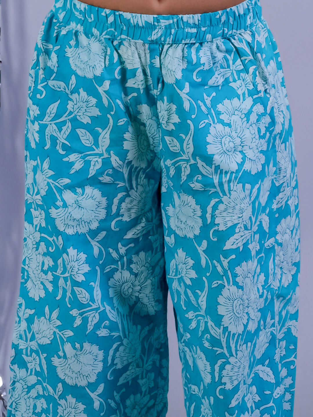 Lil Drama Jaipur Girls Blue Printed Top with Printed Pant Co-ordinate Set - Swadesiicart