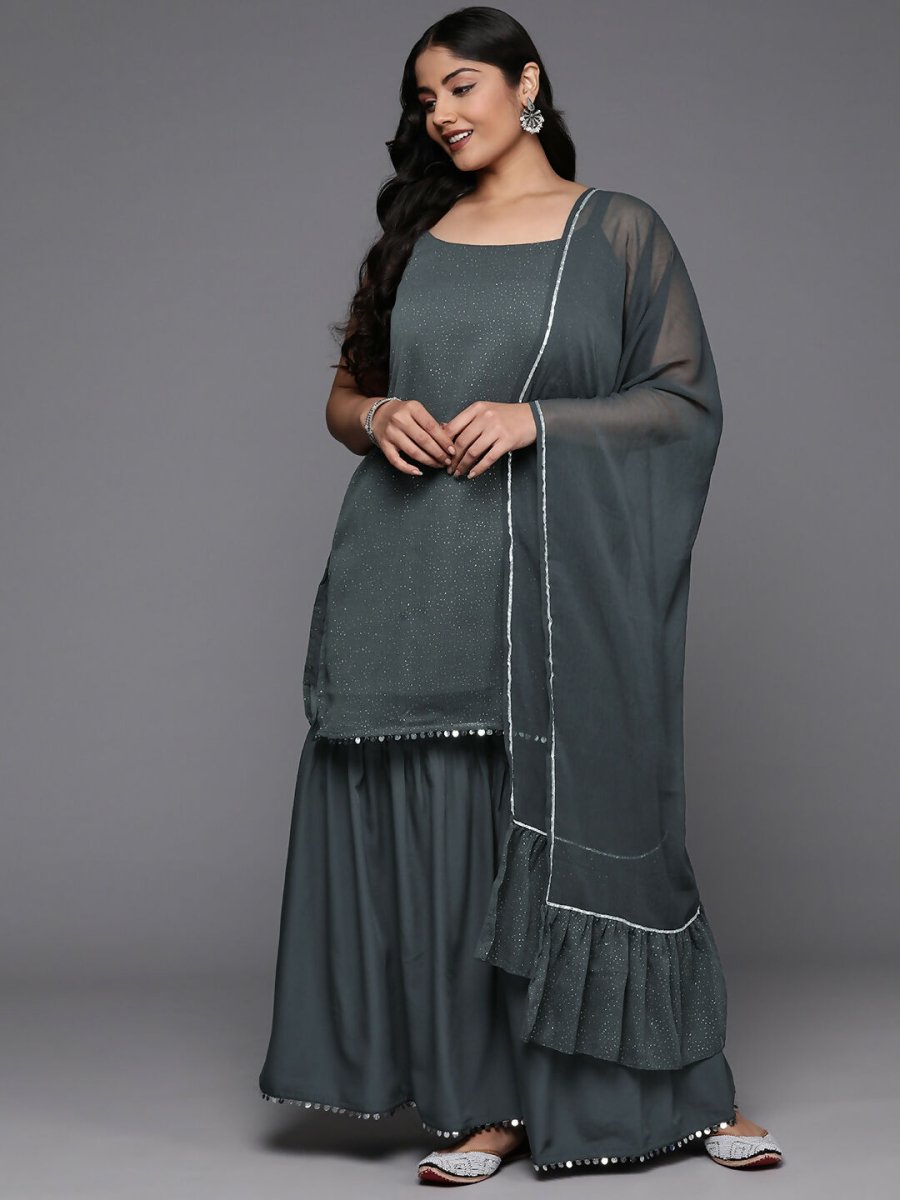 Ahalyaa Women's Traditional wear Kurta Set - Grey | Swadesiicart
