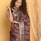 Very Much Indian Modal Silk Ajrakh Handblock Printed Natural Dyes With Designer Border Saree - Brown | Swadesiicart