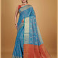 Blue Silk Woven Design Saree With Unstitched Blouse Piece - Akshita