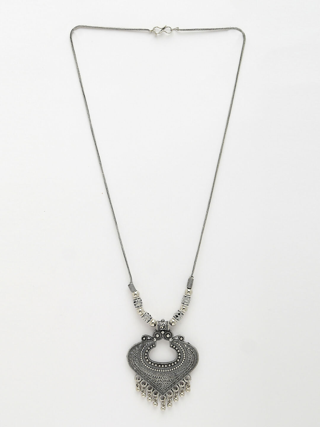 NVR Women's Silver-Toned German Silver Oxidised Pendant with Chain | Swadesiicart