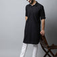 Even Apparels Black Color Linen Solid Men's Kurta With Shirt Collar (LN761) | Swadesiicart