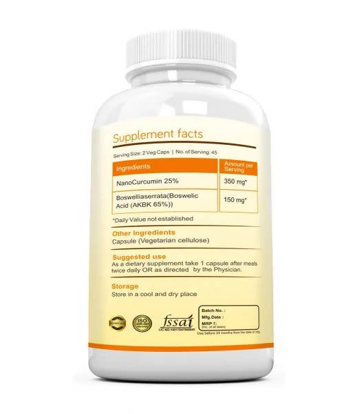 Ramini Bio Nutrition Nano Curcumin with Boswellia Veg Capsules - Swadesiicart