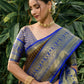 Jyoti Fashion Women's Coffee Kanjivaram Silk Zari Woven Saree with Blouse | Swadesiicart