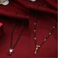 NVR Women's's Set of 2 Black Gold-Polished Beaded Mangalsutra With Ad Stone | Swadesiicart