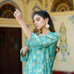 Vaasva Women Aqua Muslin Pleated Kurta & Pant Clothing Set | Swadesiicart