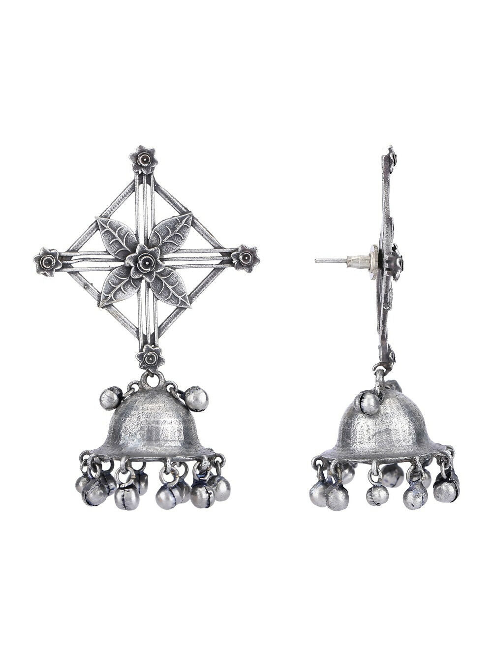 Joban Fashion Women Ghungroo Style Silver Tone Brass Jhumka | Swadesiicart