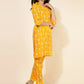 Janasya Women's Yellow Cotton Ikkat Printed Casual Straight Co-ords - Swadesiicart