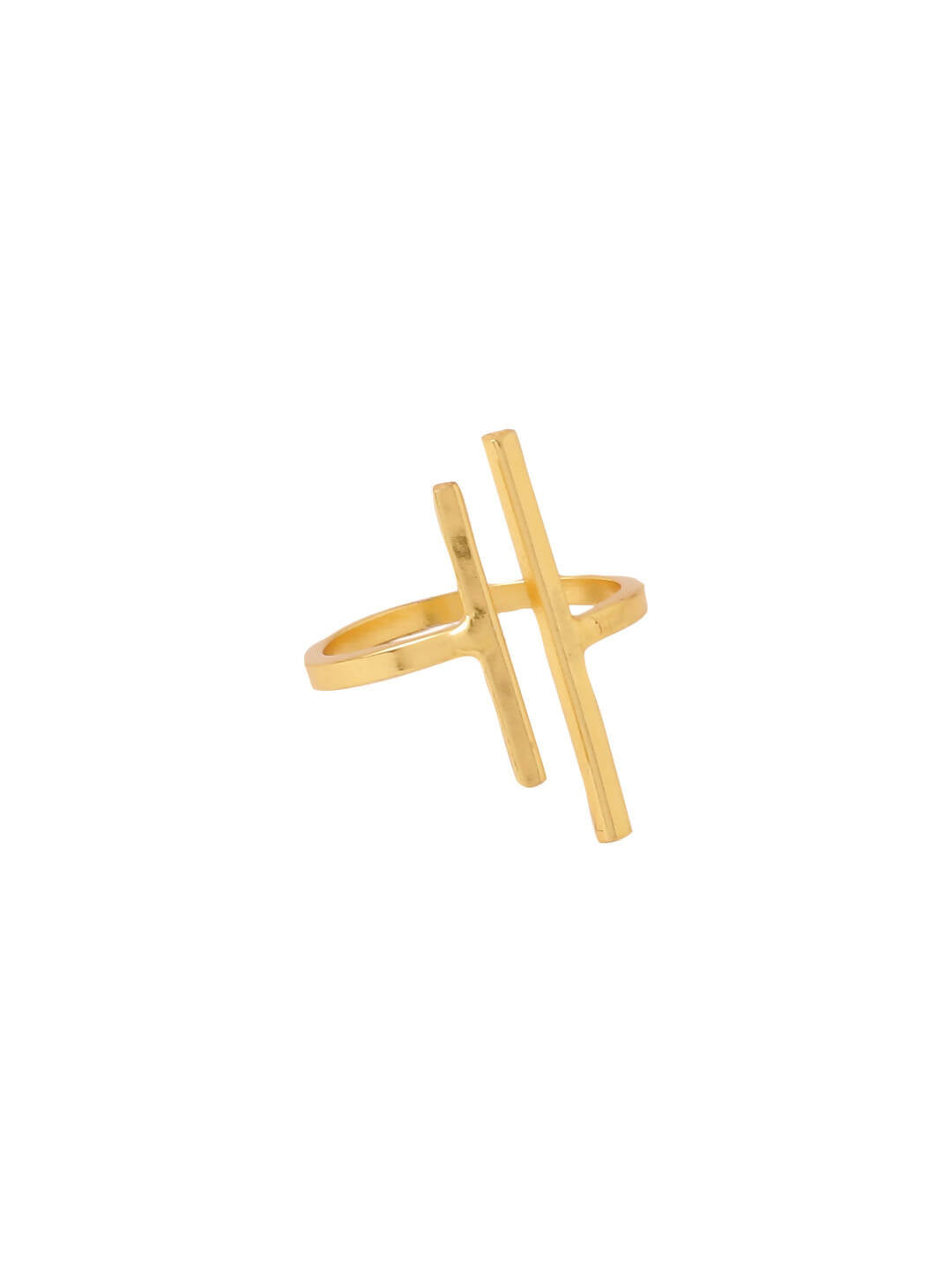 NVR Women's Western Gold-Polished Ajustable Finger Ring | Swadesiicart