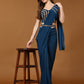 Blue Polyester Solid Ready to Wear Saree with stitched Blouse - Nita | Swadesiicart