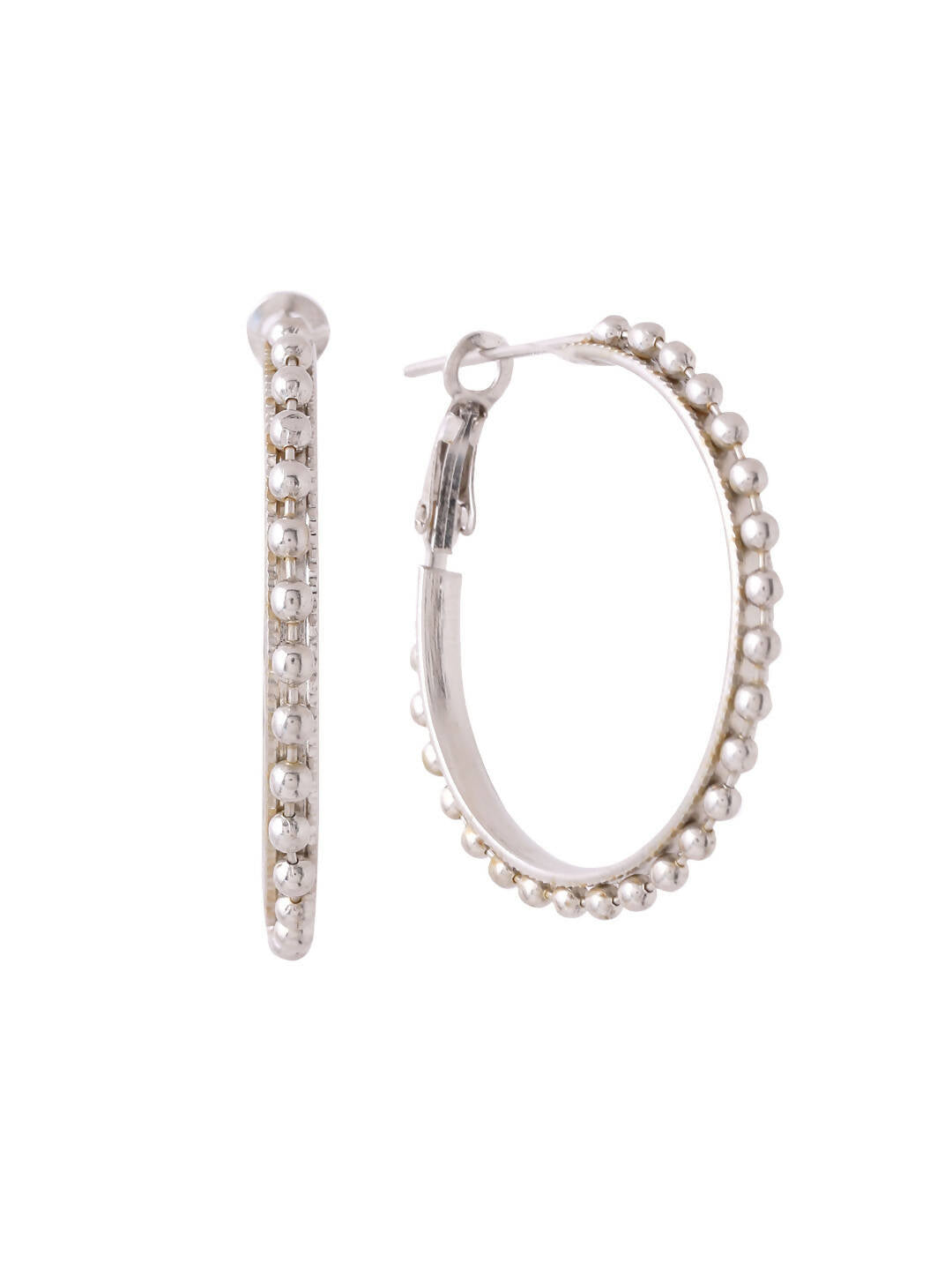 NVR Women Silver Toned Beaded Circular Earrings | Swadesiicart