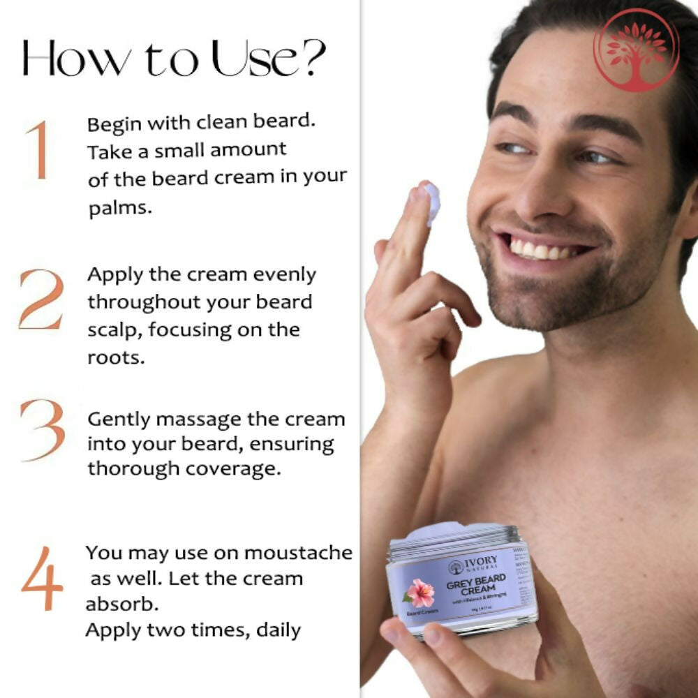 Ivory Natural Greys Beard Cream Restores Your Beard's Natural Color | Swadesiicart