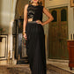 Janasya Black Georgette Sequined Saree and Blouse | Swadesiicart