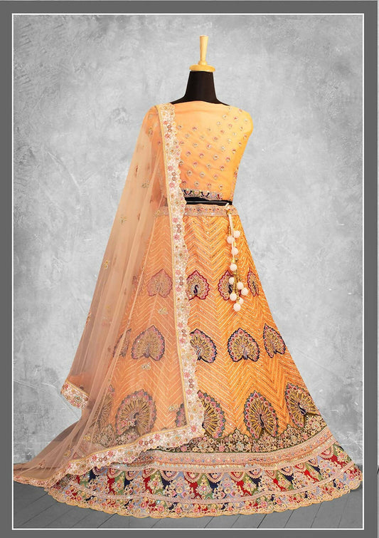 Yellow Georgette Embroidery & Thread Work Bridal lahenga Choli with Dupatta - Nimaya Pavitra Rista | Swadesiicart