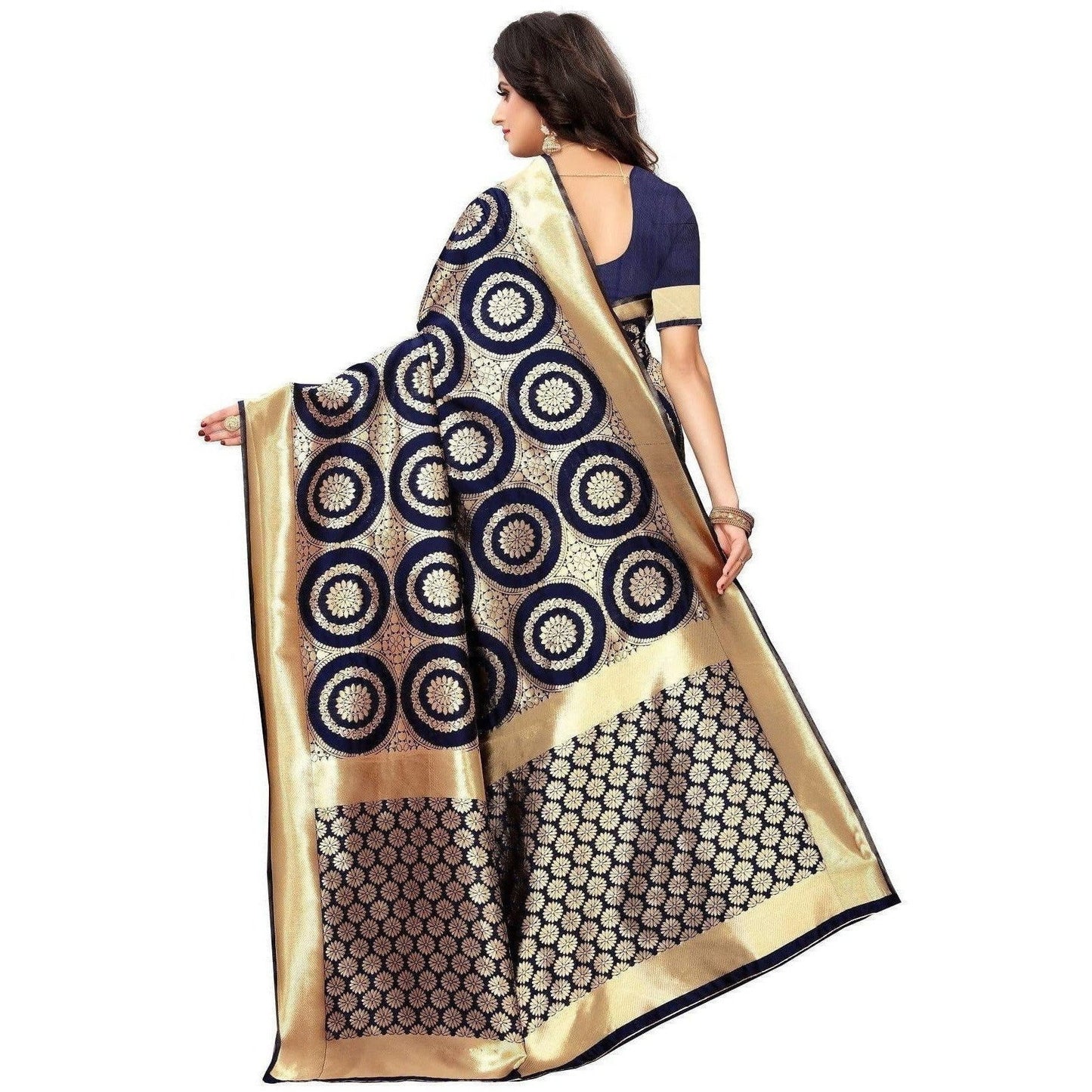 Vamika Banarasi Jaquard Blue Weaving Saree (Banarasi 27) | Swadesiicart