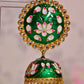 Green Round Shape Ethnic Meenakari Jhumki Earrings By House of Ree - Swadesiicart