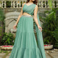 Janasya Sage Green Georgette Embellished Lehenga Choli | Swadesiicart