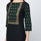 Aniyah Cotton Block Printed Black Straight Kurta (AN-131K) - Swadesiicart