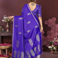 Joban Fashion Deep blue Floral Motifs Banarasi Silk Sarees | Swadesiicart
