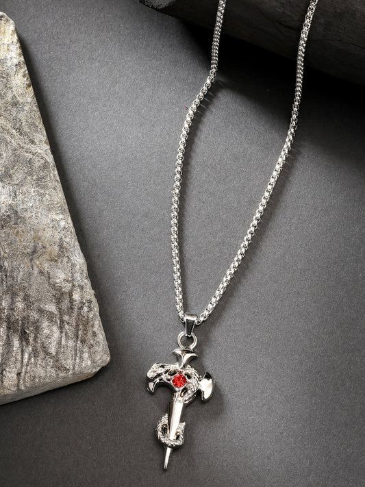 NVR Men's Silver-Plated Stainless Steel Pendant with Chain - NR Retail-NVR