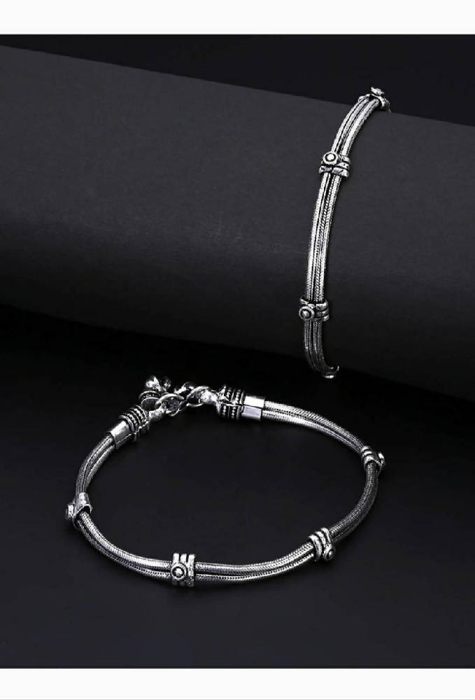 Mominos Fashion Traditional German Silver Anklets for Girls