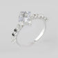 VOJ white CZ-detail Stainless Steel Cubic Zirconia Silver Plated Adjustable Finger Ring | Swadesiicart