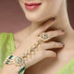 NVR Women's Green Gold-Polished Stone Studded Handcrafted Ring Bracelet - Swadesiicart