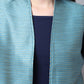 Even Apparels Blue Bansari Silk Open Front Women's Long Coat | Swadesiicart