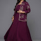 Ahalyaa Women's Traditional Wear Co-ords - Burgundy - Swadesiicart
