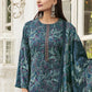 Jyoti Fashion Women's Navy Blue Velvet Digital Print with Resham Thread work Kurta with Trouser & Dupatta | Swadesiicart
