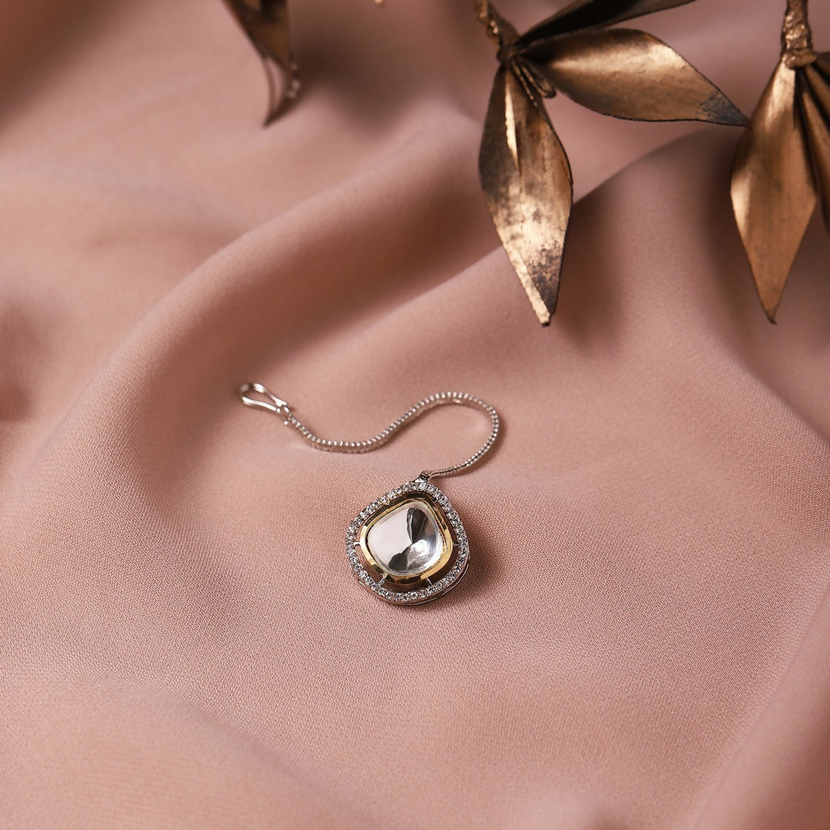 Silver Kundan Maang Tikka- Ruby Raang | Swadesiicart