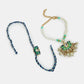 NVR Women & Men Set of 2 Turquoise Blue Lotus Shape Kundan-Studded & Beaded Rakhi Set With Roli Chawal & Chocolate | Swadesiicart