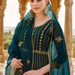 Heavy Stone Embroidered Peacock Blue Designer Anarkali Suit - Emponline | Swadesiicart