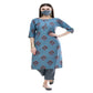 Lagi Women's Turquoise Blue Printed Straight Kurta & Pant (MC39A) | Swadesiicart