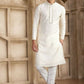 Raivat Ethnic Banarasi Art Silk Mirror Work Kurta Pajama In Cream Colour | Swadesiicart