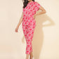 Janasya Women's Pink and White Cotton Printed Casual Regular Co-ords - Swadesiicart