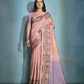 Vishnu Weaves Women's Peach Cotton Silk Zari Woven Saree with Blouse - Swadesiicart