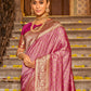 Astita Banarasi Silk Light Pink Saree | Swadesiicart