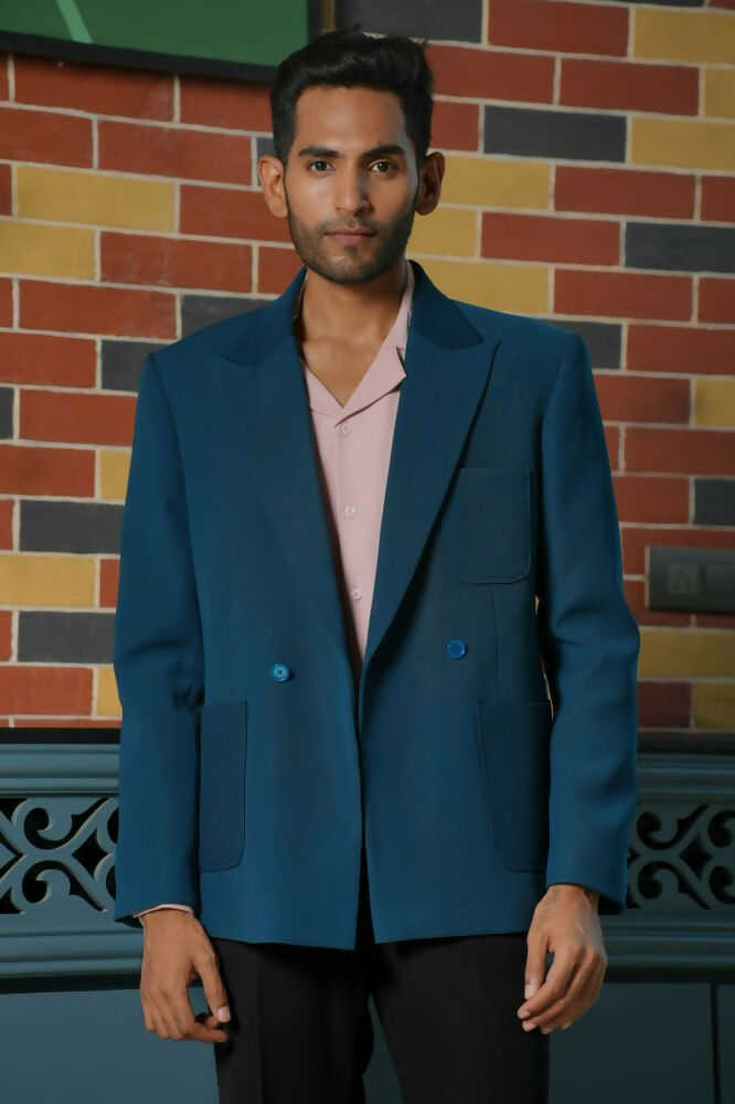 Teal Blue Smart-Casual Co-Ord Set by Hilo Design - Swadesiicart
