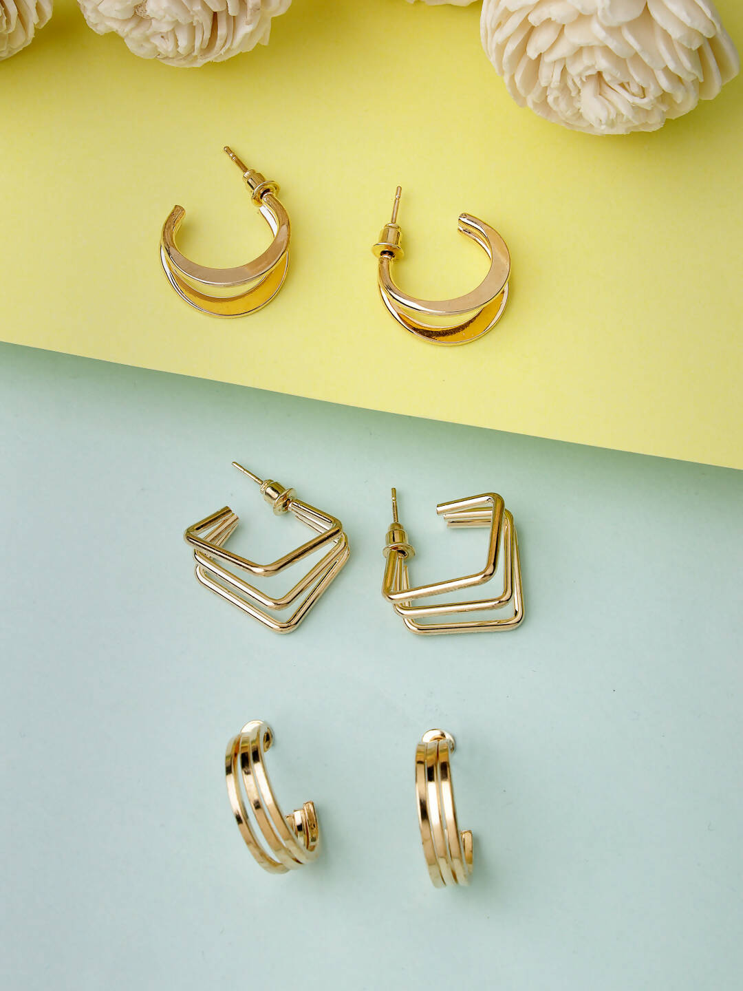 NVR Women Gold-Toned Circular Hoop Earrings | Swadesiicart