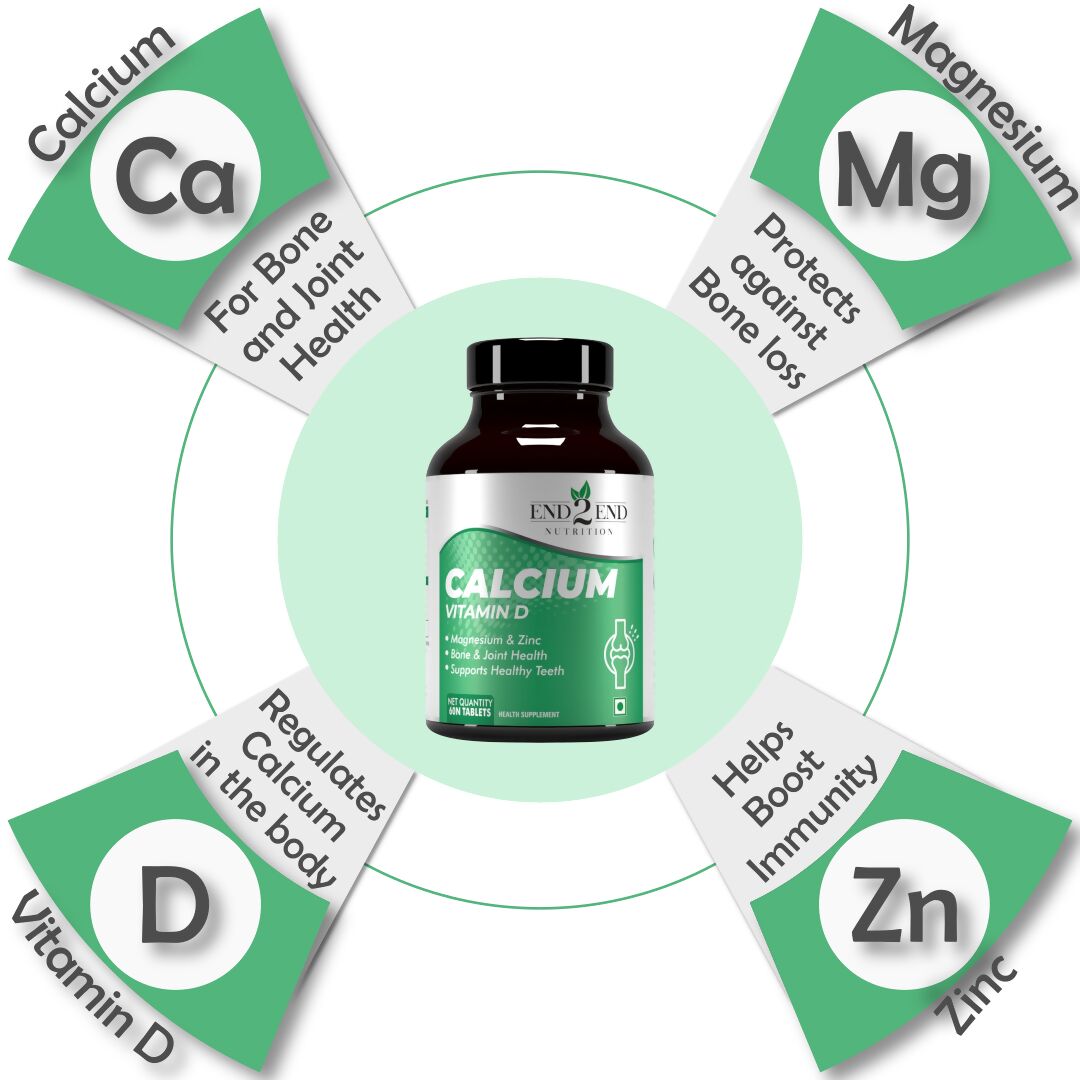 End2End Nutrition Calcium Vitamin D Tablets | Swadesiicart
