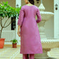 The52 Purple Women's Beautiful Embroidered Viscose Chanderi Silk Fabric with Straight Kurta, Pant and Dupatta Set - Swadesiicart