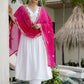 The52 White Women's Gorgeous Embroidered Chanderi Fabric Straight Kurta, Pant and Dupatta Set - Swadesiicart