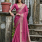 Vishnu Weaves Women's Pink Soft Tissue Silk Zari Woven Saree with Blouse - Swadesiicart